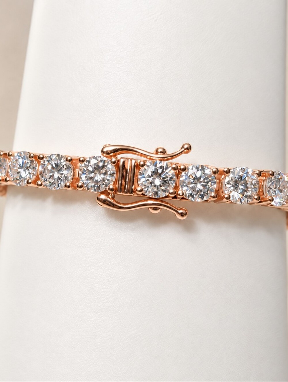 Rose Gold Moissanite Tennis Bracelet 18.86 CTW 925 Sterling 8"